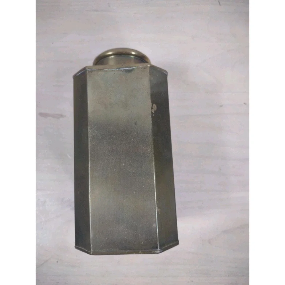 Vtg English Breakfast Tea Tin Brass Screw Top Container Canister TEA Spellout